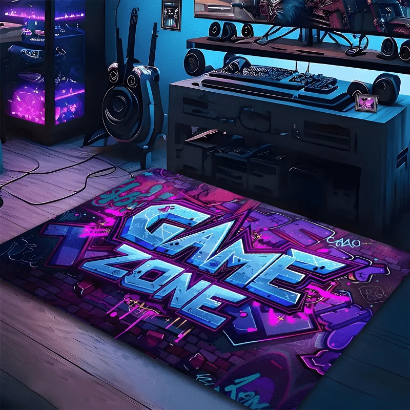 Commercial Wall Printing Machine - Neon Purple Blue Game Zone Graffiti