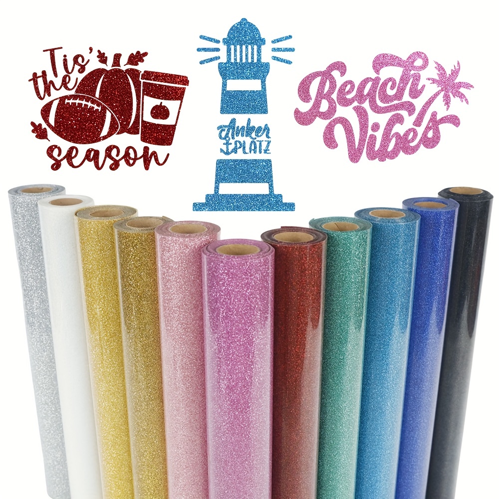 Heat Transfer Vinyl Roll - 1 Pack, Glitter HTV Heat Transfer