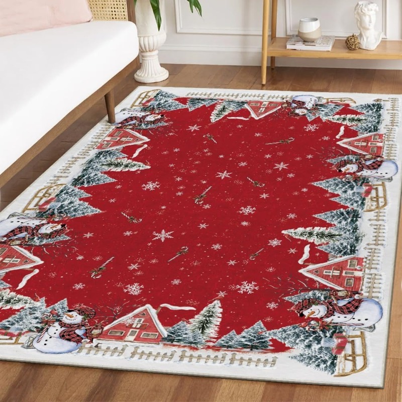 Printing On Commercial - Christmas Retro Christmas Tree Snowman Print