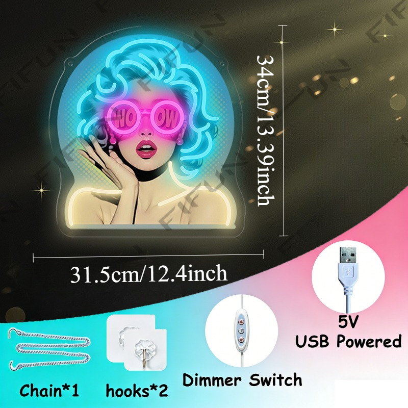 WOW Curl Girl Neon Sign UV Pri - Commercial Printing Services recension och pris